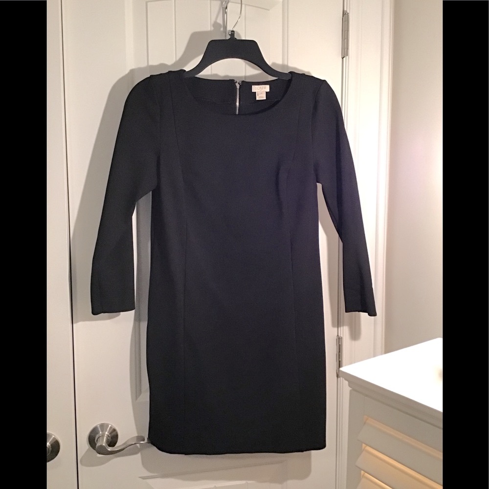 J Crew Black Sheath Dress 3/4 Sleeve Size XS